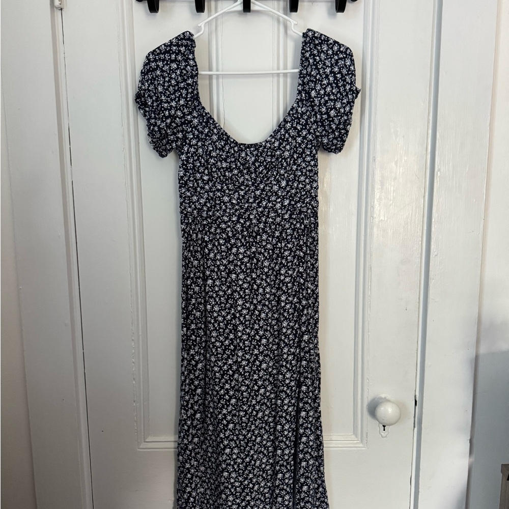 Hollister Navy and White Floral Maxi Dress